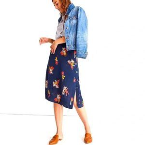 Madewell // Silk Side-Button Skirt in Cactus Flower